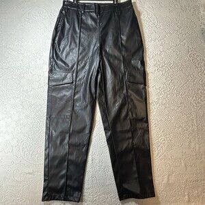 SHEIN Curve Women's Black Stretch Faux Leather Leggings Pants Size 8/10